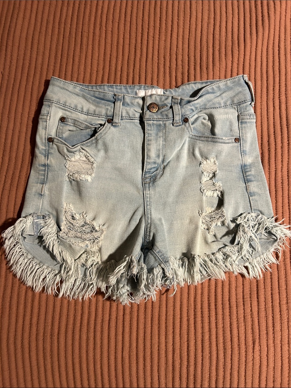 Celebrity Pink Light Wash Distressed Denim Cutoff Shorts